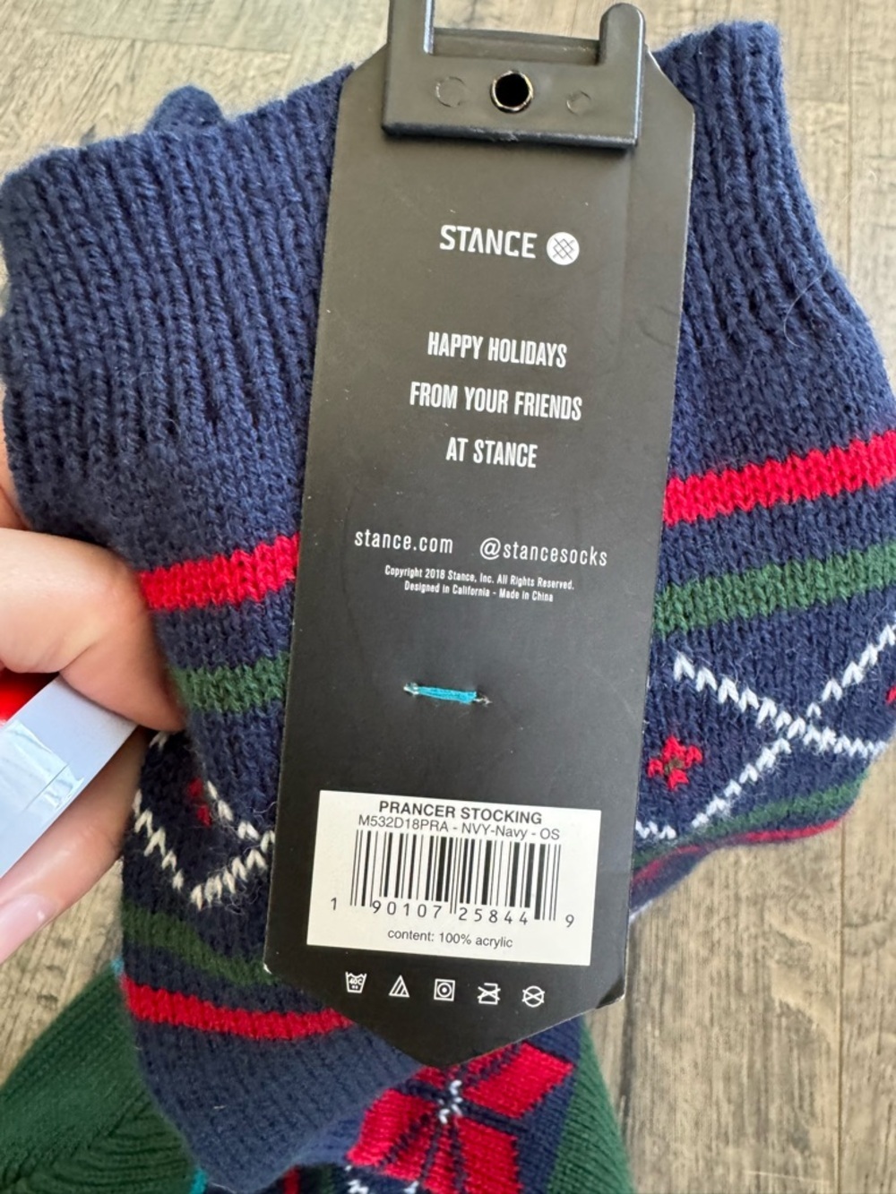 Stance New Prancer Holiday Stocking- Navy - Picture 3 of 3
